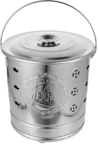Artibetter Stainless Steel Money Incinerator Burning Bucket for Worship and Yard Burning Lightweight and Sturdy for Safe Paper and Ash Disposal