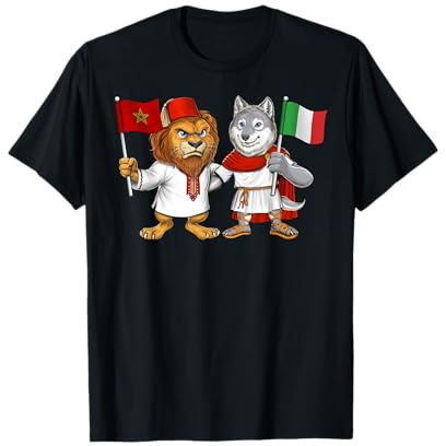 Bandiera Marocco Italia Radici marocchine Italiana Maglietta