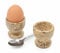 Set of 2 Marble Egg Cups - Hand Carved (Beige Fossilstone)