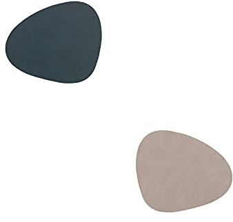 LindDNA Glasuntersetzer Curve Recyceltes Leder Nupo Doppelseitig Anthrazit-Hellgrau, Maße: 11cm x 13cm, 982857