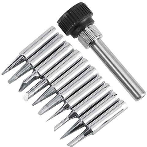 Confezione 10 pezzi 900 M-T punte per saldatore in rame senza piombo per kit di utensili per stazione di rilavorazione 936, 937, 938, 969, 8586, 852D(Soldering Tip+ Retaining Sleeve)