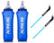 aonojie 2 Pcs Sports Klappbar Wasser Flasche BPA-frei + 2 pcs Ersatz Trinkhalme Deckel – TPU Soft Drink Wasser Wasserkocher Faltbare Fläschchen für Wandern Radfahren Laufen Klettern