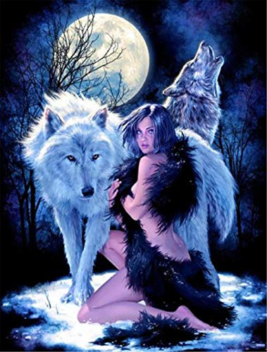 Yingxin34 Puzzles für Erwachsene 1000 Stück - Nackte Frau und Wolf - Puzzle für Erwachsene Teens Puzzlespiel Spielzeug Geschenk 26x38cm