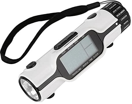 Atyhao Taschenlampe LED Digital World Time Travel Wecker Thermometer Outdoor