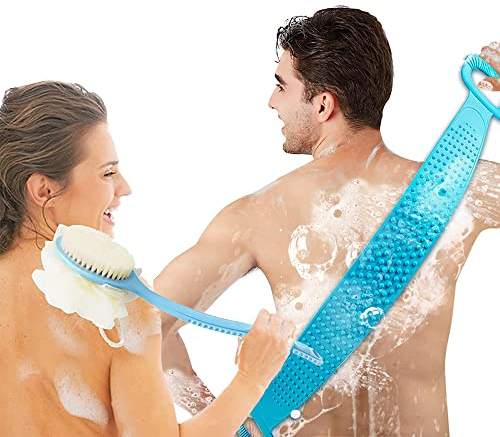 2 Stücke Rückenbürste, Duschbürste Rücken, Duschbürste Rücken, Rücken Eincremehilfe, Eincremehilfe Für Rücken, Massageborsten Geeignet Für Nasse Oder Trockene Männer Und Frauen (Blau)