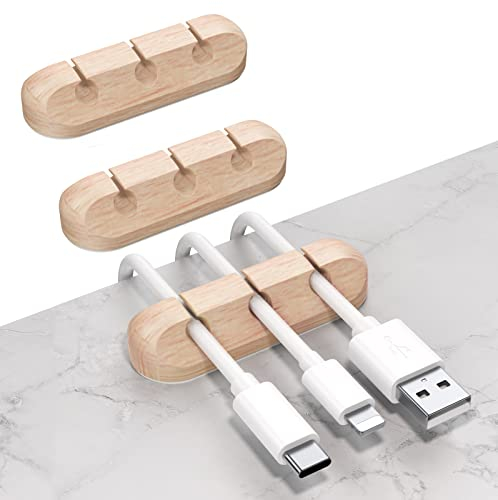 SOULWIT Cable Holder Clips, 3-Pack Cable Management Cord Organiser Clips Adhesive Organizer for USB Charging Cable Mouse Wire PC Office Home