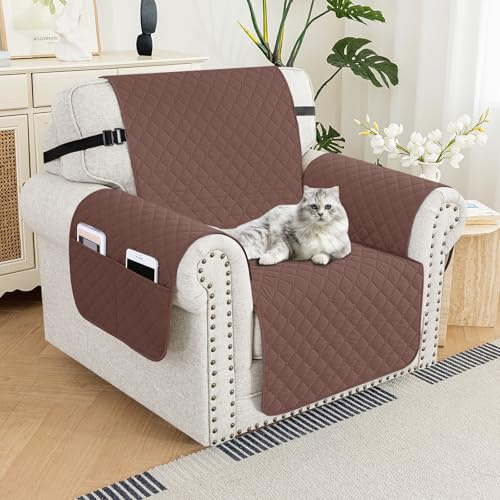 XINEAGE Sofa Überzug Reversible, Wasserdicht Sofabezug, Sofaüberwurf, Sofa Möbel Protector, rutschfeste Sofabezüge für Hunde Haustiere (1 Sitzer, Kaffee)