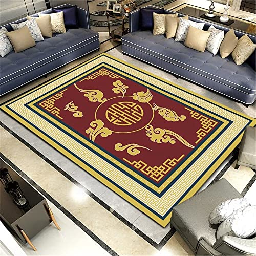 Teppich Mädchen Jugendzimmer Rot Teppich Orientalischer Retro-Stil Roter Geometrischer Blumenmuster-Teppich Wohnzimmer Langlebig Antirutschmatte Teppich 40X60Cm Auslegware 1Ft 3.7''X1Ft 11.6''