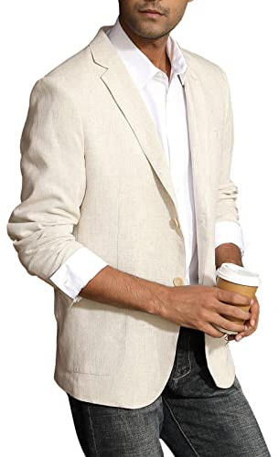 PJ PAUL JONES Veste en lin pour homme - Coupe ajustée - Léger - 2 boutons - Blazer Sporty Slim Fit - Décontracté