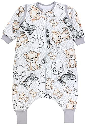 TupTam Baby Schlafsack mit Beinen und Ärmeln OEKO-TEX zertifizierte Materialien, Winterschlafsack 2,5 TOG Unisex, Farbe: Safari, Größe: 80-86