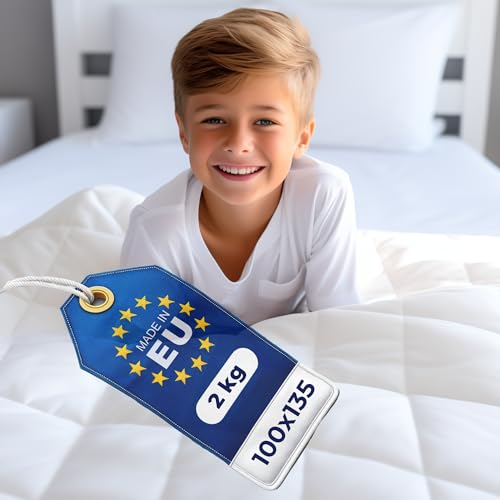 Amabeen 2kg Gewichtsdecke - 100x135 cm - Waschbar - EU-Hergestellt - Therapiedecke aus Baumwolle