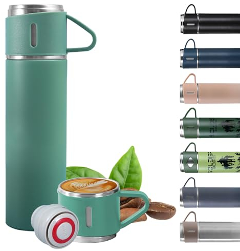EACHPT Stainless Steel Thermo Water Bottle|500ML Vacuum Insulated Flask with Handle&Leakproof Cup Lid |BPA Free | Coffee Cup Drink Bottle Keep 6-12h Hot & Cold |Thermal Flask (Green, 500ml)