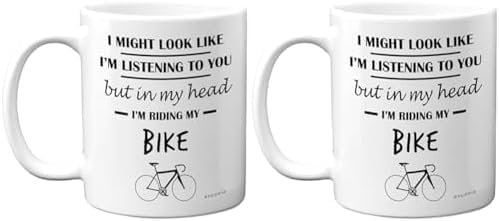 Stuff4 Cycling Gifts for Men Women - in My Head I'm Riding My Bike - Christmas Funny Gifts for Cyclists, Biker Gifts, Mens Mountain Bike Gifts, 11oz Ceramic Dishwasher Safe Premium Mugs Cup