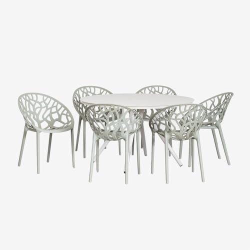 SKLUM Rundes Valerie-Tischset aus Aluminium (Ø125 cm) und 6 Ores-Gartenstühle
