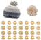 PLIGREAT 100 Stück abnehmbare hölzerne Hüte Pom Poms Knöpfe für Hüte Nähen Knöpfe Pom Poms Halter gestrickt Hut Machen Fastener Sewing Tool Pompom Keeper für Strickmützen