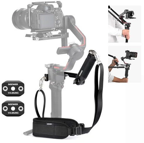 NEEWER RS4 RS3 RS2 Adjustable Sling Handle Grip and 5.9ft/180cm Shoulder Neck Strap Set with Mini NATO Rail, Compatible with DJI RS4 RS4 Pro RS3 RS3 Pro RS2 RSC2 Ronin-S Ronin-SC, ST49+GA019