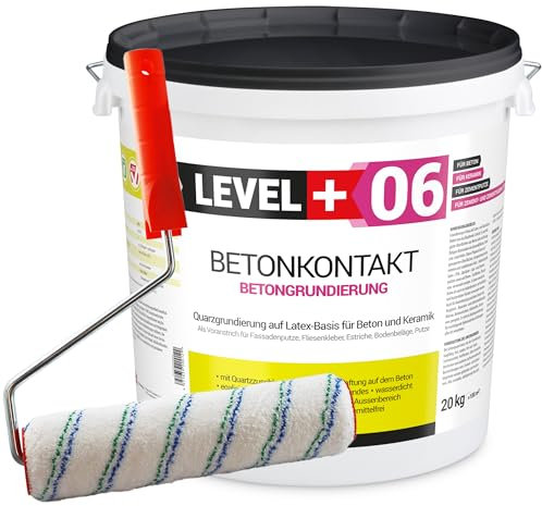 Level+06 Betonkontakt 20 kg Haftbrücke Haftputzgrund Putzgrund Betonuntergründe Betonfarbe+ Farbroller 25cm Set
