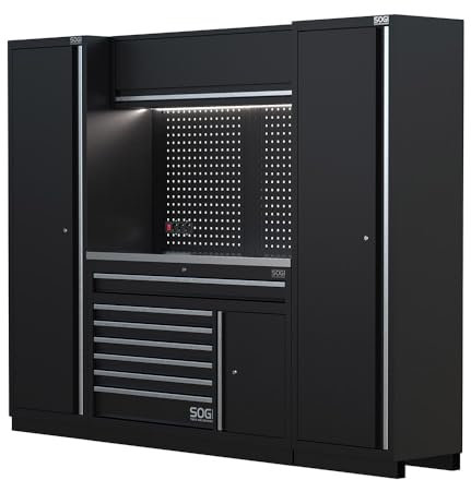 SOGI ARR-OFF-2560 Arredamento modulare per officina e garage - piano in acciaio - 2560x466x2000 mm
