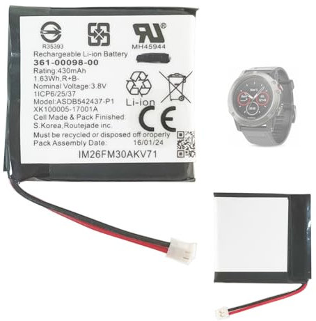 Aousavo 361-00098-00 Batterie de rechange compatible avec Garmin Fenix 5X Running smartwatch 361-00098-00