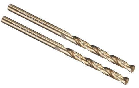 PATIKIL 3mm Drill Bit, Jobber Straight Shank M35 Cobalt 5% High-Speed Steel 135° Gold Finish for Stainless Steel Hard Metal, for Hardened Steel - 2 Pack