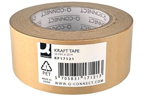 Q-CONNECT Kraftpapier Verpackungsband / 1 Rolle/ 50mm x 50m/ Braun/Paketklebeband Kraftpapierband Papierklebeband Klebeband Papier Packband