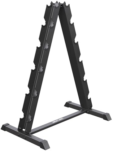 GORILLA SPORTS® Kurzhantelständer mit 12 Ablagen, Stahl, bis 300 kg | Mit 10 cm Ablageabstand, PVC-Schutzkappen und rutschfesten Füßen für Stand und Bodenschutz; Hantelrack, Ablageständer