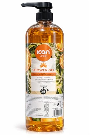 ican London Shower Gel, Orange & Bergamot, Refreshing Citrus Aroma, 1000ml