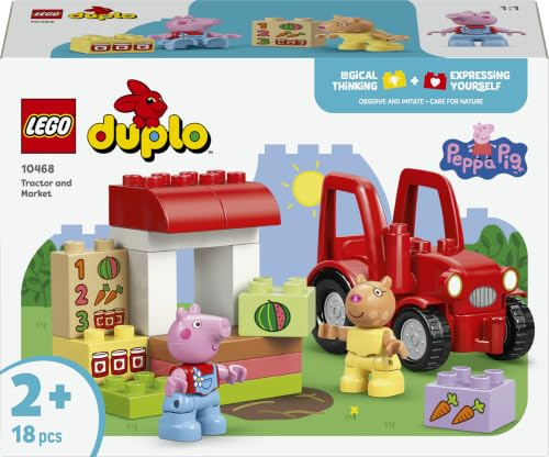 LEGO Duplo Peppa Pig Tractor Peppa Pig Market Toy Birthday Present Blocks Educational Boys Girls Children 1 5 2 4 Years Old Toddler Animal Creature Game 10468