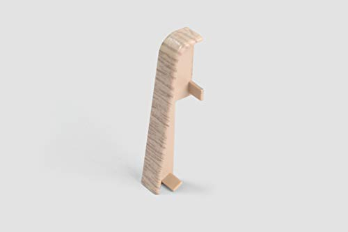 EGGER Verbinder Sockelleiste Eiche weiss für einfache Montage von 60mm Laminat Fußleisten | Inhalt 2 Stück | Kunststoff robust | Holz Optik weiß grau