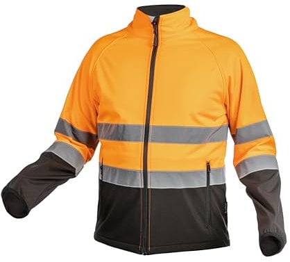 HÖGERT TECHNIK Softshell Warnschutzjacke EXTER Klasse 2 Orange S, Winddicht, Flexibel, Bequem