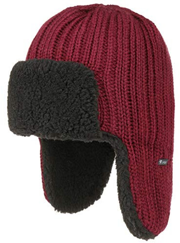 Lipodo Fliegermütze Gefütterte Lapplandmütze Strickmütze mit Wolle Ohrenklappen Damen Herren Herbst Winter Bordeaux One Size