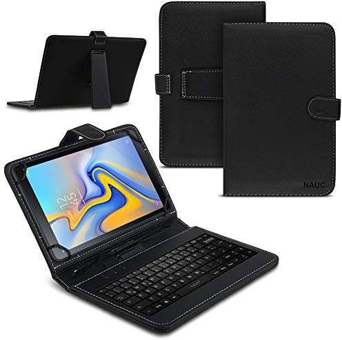 NAUCI Tablet Tasche kompatibel für Samsung Galaxy Tab A 10.5 USB Tastatur Keyboard Hülle Cover QWERTZ Standfunktion Micro USB Schutzhülle