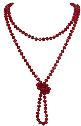 Firstmeet Fashion Glass Beads Rope Knot Long Bead Necklace Versatile 60 Strand Costume Jewelry for Women