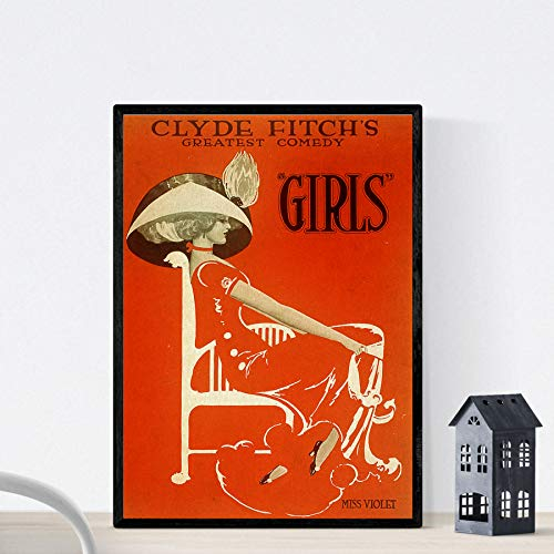 Nacnic Vintage Poster Weinlese-Plakat „Mädchen Broadway“. A3 Größe