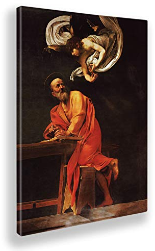 Giallobus - Gemälde - Caravaggio - Matthäus und der Engel - Leinwand - 100x140 - Bereit zum Aufhängen - Moderne Gemälde für zu Hause