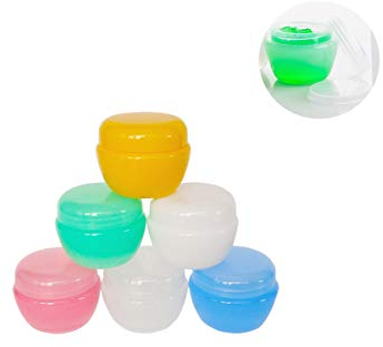 GreatforU 6 Pieces 10G/10ML Multi-color Frosted Container Jars with Inner Liner for Bath Lotion, Toners, Lip Balm, Creams, Slaves, Scrubs, Oils, Makeup Sample Jar, BPA Free, Gift Spatulas & Labels
