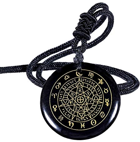 Nupuyai Herren Obsidian Stein Halskette Talisman Heilstein Kette mit Anhänger Runde Amulett Damen für Yoga, Meditation und Chakra Heilung
