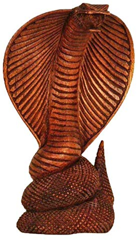 Kobra Holz Figur Skulptur Abstrakt Holzfigur Statue Afrika Asia Handarbeit Deko Cobra (25 cm)