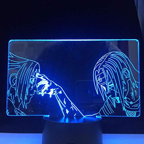 ZGSBT 3D Illusionslampe LED Nachtlicht Itachi Sasuke Front Anime Lampe Narutothe Japanische Anime Fernbedienung 16 Farben Atmosphäre Geschenk Weihnachts
