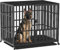 BingoPaw Heavy Duty Dog Crate: 42 inch Extra Large Pet Cage on Wheels with Tear Resistant Square Tube - Metal Military Puppy Cages with 2 Prevent Escape Lock and Tray Black XL (107x78x88.5cm)