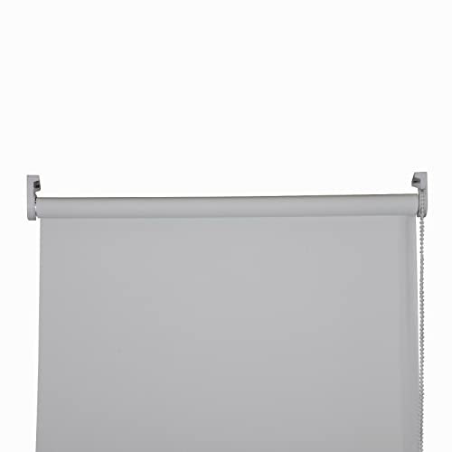 Thermal Insulated Blackout Fabric Roller Blinds, Easy Fit Room Darkening Shades Fittings Included Light Grey (Width 150cm x Length 165cm, Blackout, Grey) (BK004)