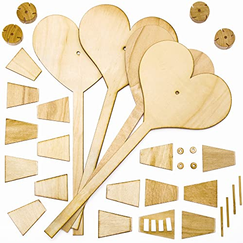 Baker Ross FC444 Herz Windmühle Holz Bastelset, Braun