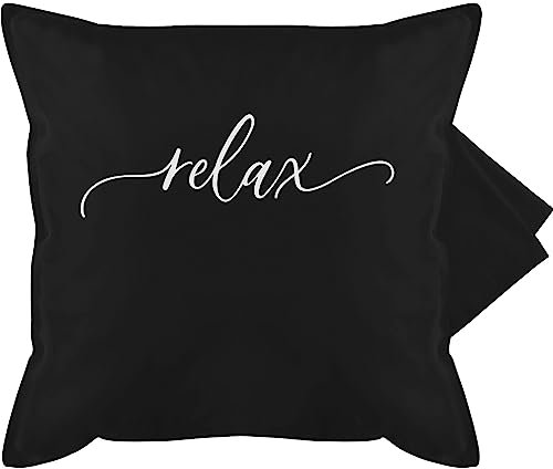 Shirtracer Kissenbezug - Statement - Relax Schriftzug weiß - 50 x 50 cm - Schwarz - Spruch Statement-Kissen Statements „Relax“ kuschelkissen kissenhülle sofakissen sprüche kissenbezüge mit