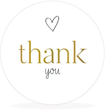 White&ivory, 50x runde Aufkleber, Sticker thank you | stilvolles Design: herz, gold | 4cm Durchmesser | selbstklebend | Gastgeschenke für Hochzeit Taufe Geburtstag