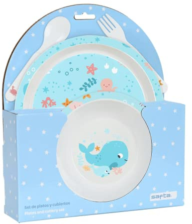 Safta Set de Platos y Cubiertos Preescolar Ballenita, 225x55x260 mm