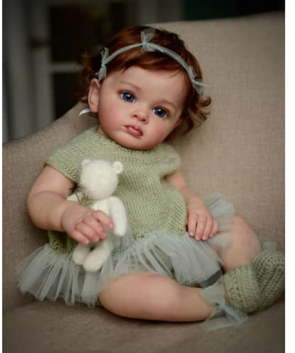 Lonian Reborn Baby Puppen 60cm Realistische Reborn Kleinkind Mädchen Puppen Weiche Vinyl Silikon Real Life Handgemachte Reborn Babys Geburtstagsgeschenke Geeignet für Alter 3+ (Green)