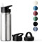 Vinsun Edelstahl Trinkflasche 500ml - auslaufsicher, Kohlensäure geeignet, BPA frei - 3 Deckel - Thermosflasche Sport, Outdoor, Schule, Uni, Fahrrad, Büro, Gym
