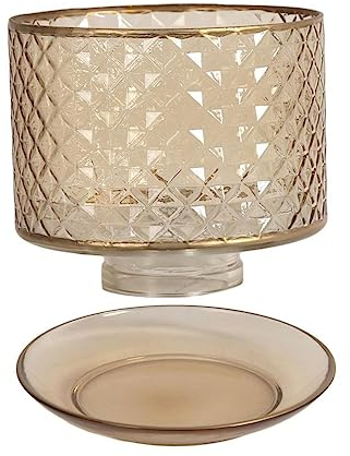 Aroma Amber & Gold Quilted Glass Shade & Tray