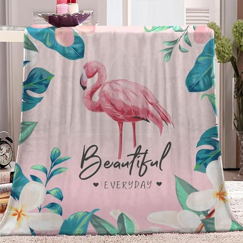 Sofadecke Kuscheldecke Flamingo-Muster Fleecedecke Warm Flanell Sofaüberwurf Decke, Sofa üBerwurfdecke Couchdecke, 130x150 cm Flauschige Wohndecke für Couch