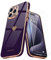 Teageo for iPhone 15 Pro Max Case with 2 Screen Protector Heart Pattern for Women Girls Luxury Bling Plating Soft TPU Anti-Scratch Shockproof Bumper Phone Case for iPhone 15 Pro Max, Dark Purple